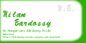 milan bardossy business card
