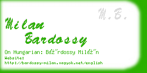 milan bardossy business card